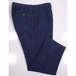 Hiltl Current Dark Royal Blue Linen Flat Front Dress Pants Trousers 40x31